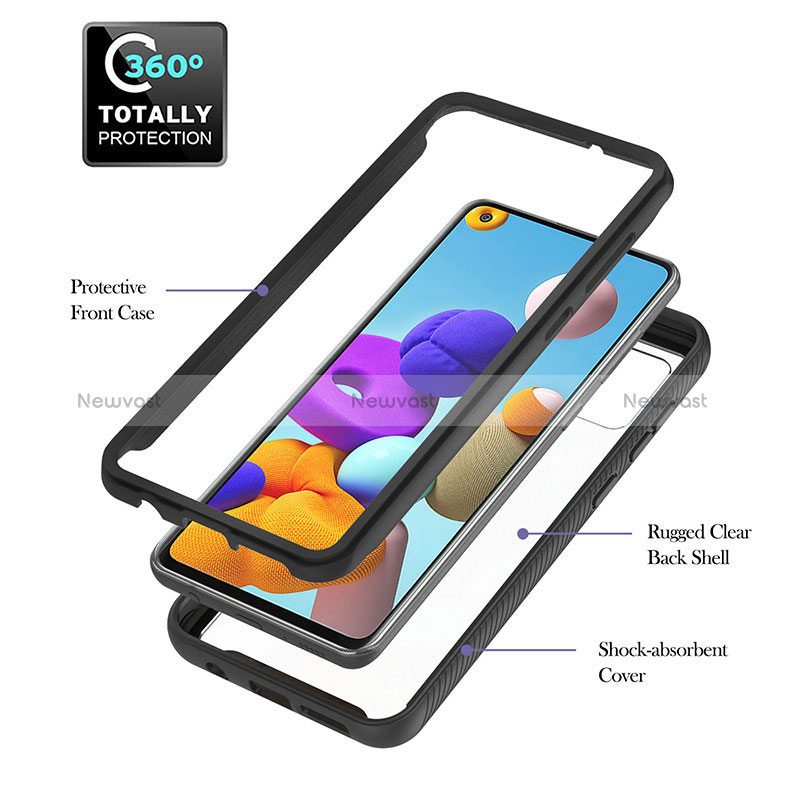 Silicone Transparent Frame Case Cover 360 Degrees YB1 for Samsung Galaxy A21s