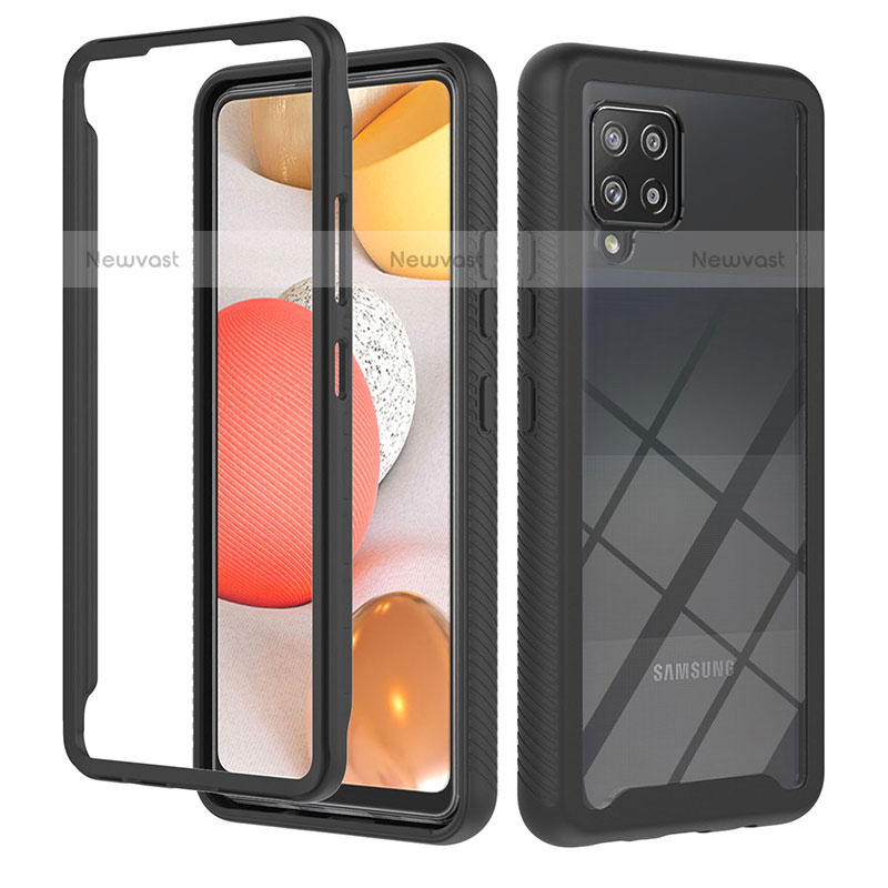 Silicone Transparent Frame Case Cover 360 Degrees YB1 for Samsung Galaxy A42 5G Black