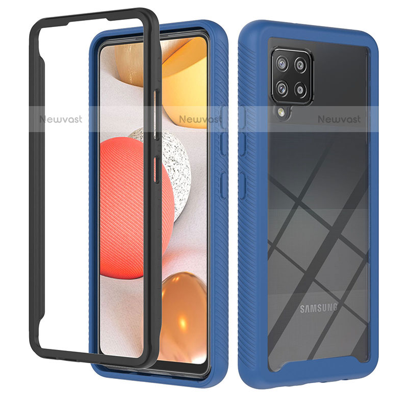 Silicone Transparent Frame Case Cover 360 Degrees YB1 for Samsung Galaxy A42 5G Blue