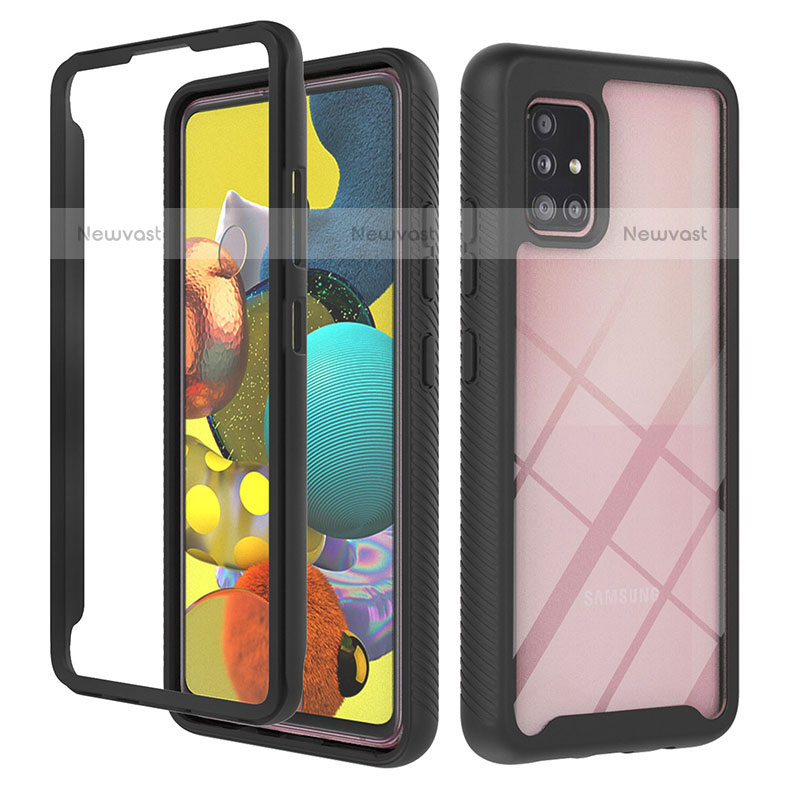 Silicone Transparent Frame Case Cover 360 Degrees YB1 for Samsung Galaxy A51 4G