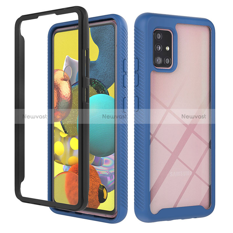 Silicone Transparent Frame Case Cover 360 Degrees YB1 for Samsung Galaxy M40S Blue