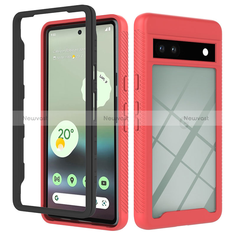 Silicone Transparent Frame Case Cover 360 Degrees YB2 for Google Pixel 7a 5G