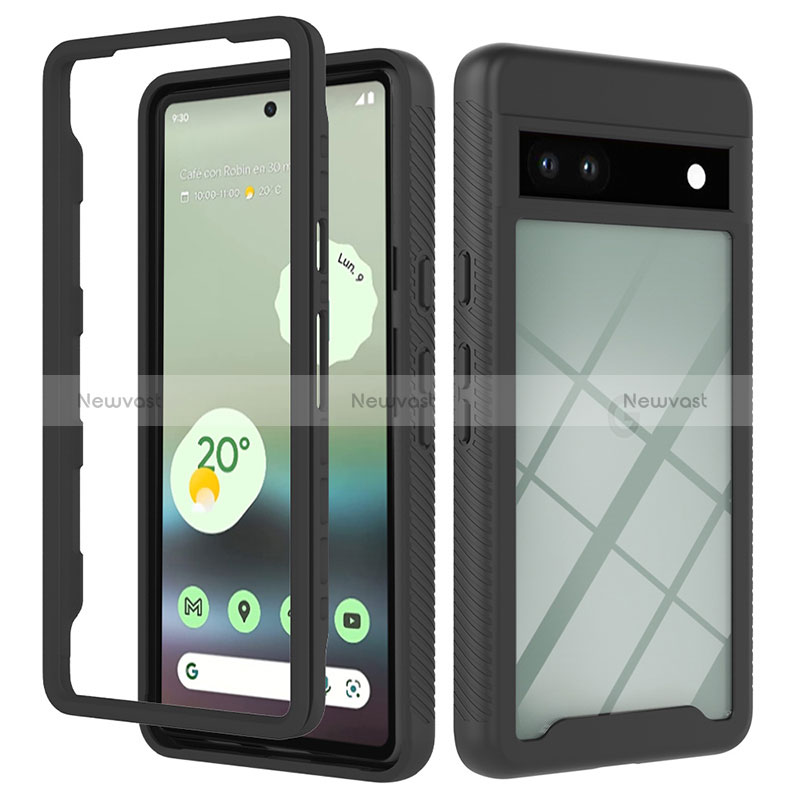 Silicone Transparent Frame Case Cover 360 Degrees YB2 for Google Pixel 7a 5G
