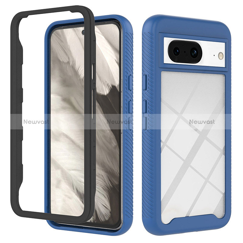 Silicone Transparent Frame Case Cover 360 Degrees YB2 for Google Pixel 8 5G