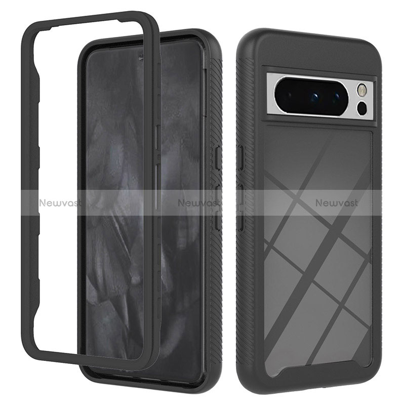 Silicone Transparent Frame Case Cover 360 Degrees YB2 for Google Pixel 8 Pro 5G Black