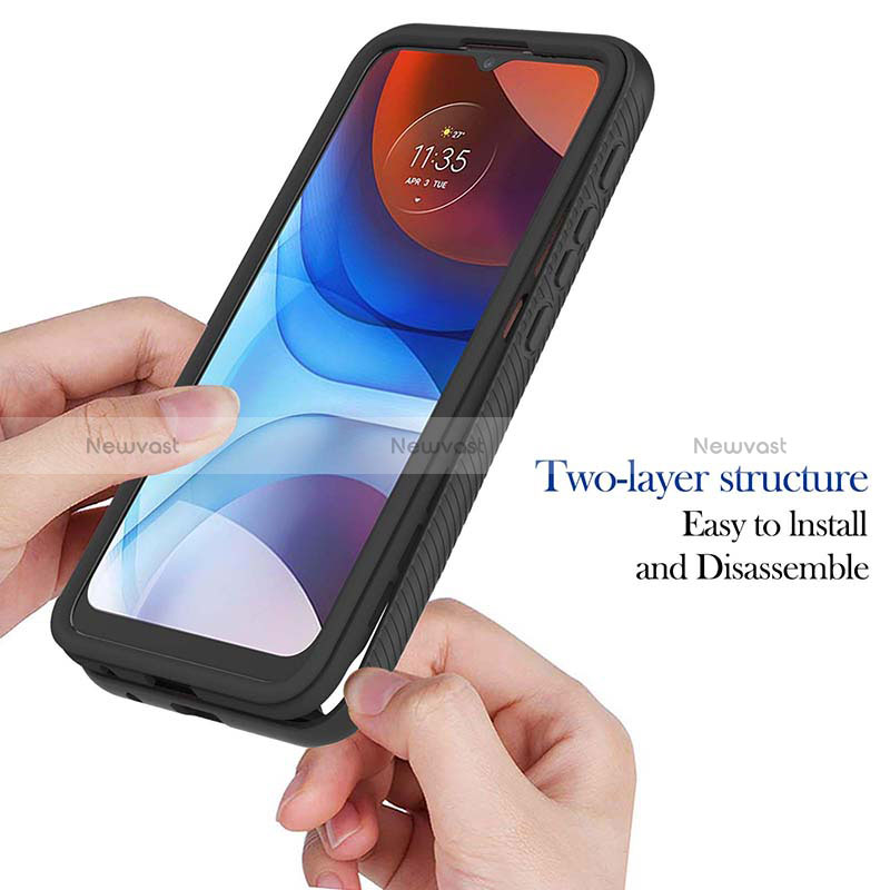 Silicone Transparent Frame Case Cover 360 Degrees YB2 for Motorola Moto E7 Power