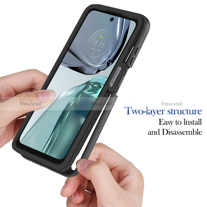 Silicone Transparent Frame Case Cover 360 Degrees YB2 for Motorola Moto G62 5G