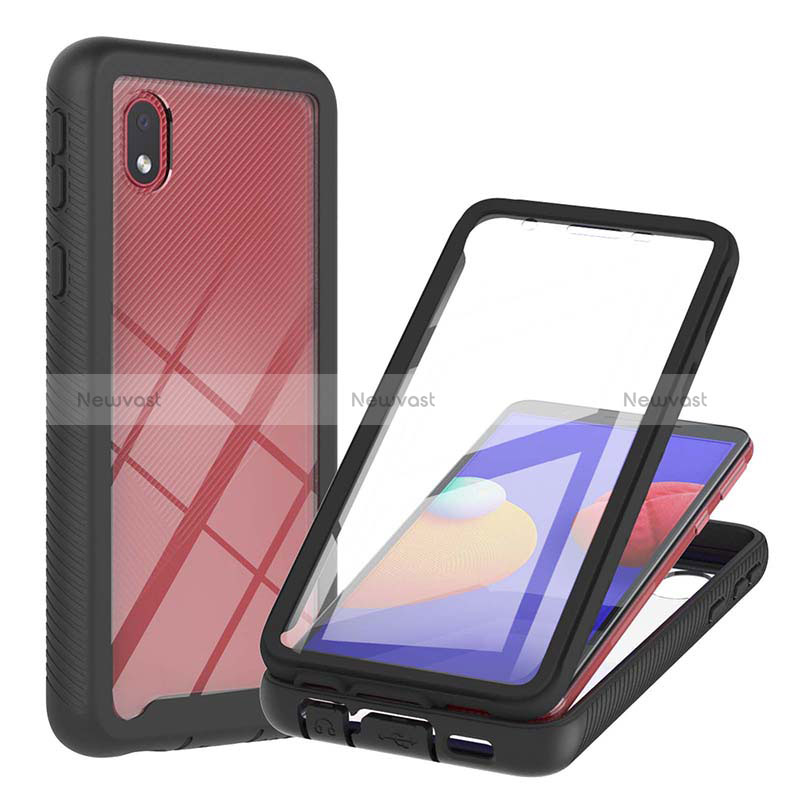 Silicone Transparent Frame Case Cover 360 Degrees YB2 for Samsung Galaxy A01 Core