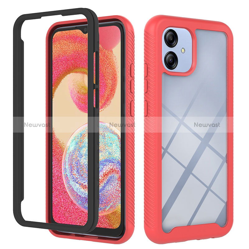 Silicone Transparent Frame Case Cover 360 Degrees YB2 for Samsung Galaxy A04E Red