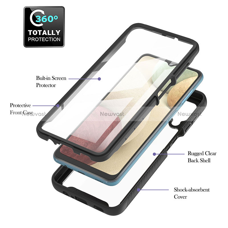 Silicone Transparent Frame Case Cover 360 Degrees YB2 for Samsung Galaxy A12 Nacho