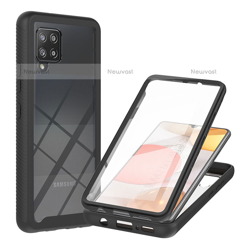 Silicone Transparent Frame Case Cover 360 Degrees YB2 for Samsung Galaxy A42 5G Black