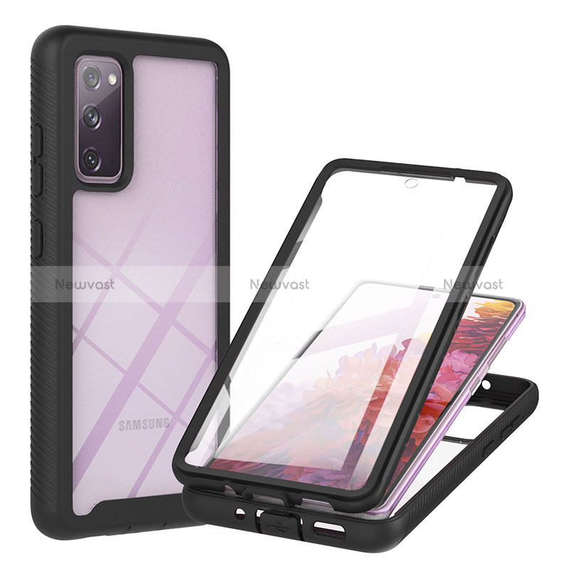 Silicone Transparent Frame Case Cover 360 Degrees YB2 for Samsung Galaxy S20 FE 5G Black