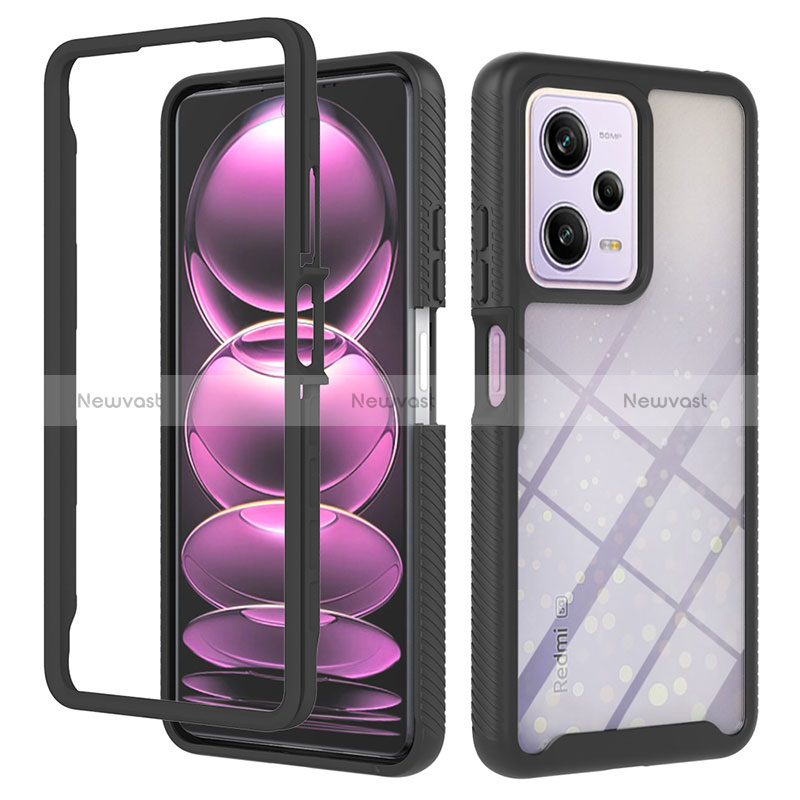 Silicone Transparent Frame Case Cover 360 Degrees YB2 for Xiaomi Redmi Note 12 Pro 5G