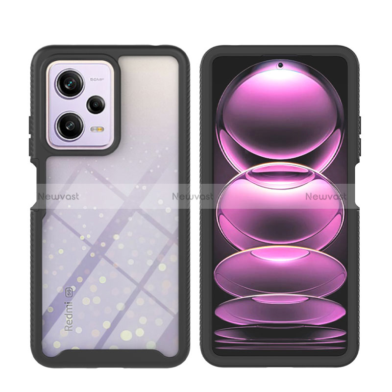 Silicone Transparent Frame Case Cover 360 Degrees YB2 for Xiaomi Redmi Note 12 Pro 5G