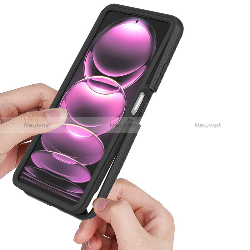 Silicone Transparent Frame Case Cover 360 Degrees YB2 for Xiaomi Redmi Note 12 Pro 5G