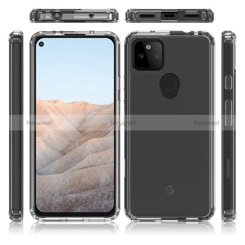 Silicone Transparent Frame Case Cover 360 Degrees Z01J for Google Pixel 5a 5G Clear