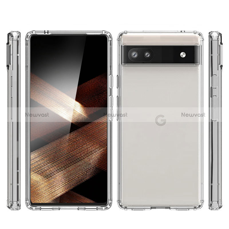 Silicone Transparent Frame Case Cover 360 Degrees Z01J for Google Pixel 6a 5G Clear