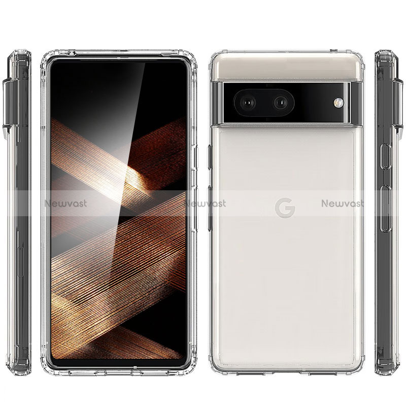 Silicone Transparent Frame Case Cover 360 Degrees Z01J for Google Pixel 7 5G Clear