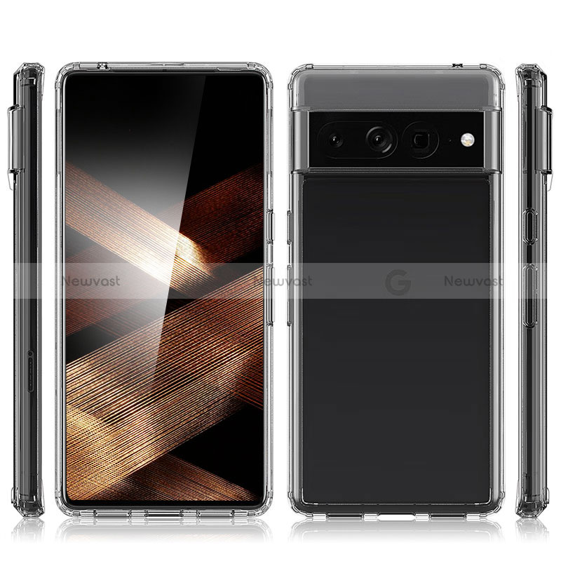 Silicone Transparent Frame Case Cover 360 Degrees Z01J for Google Pixel 7 Pro 5G Clear