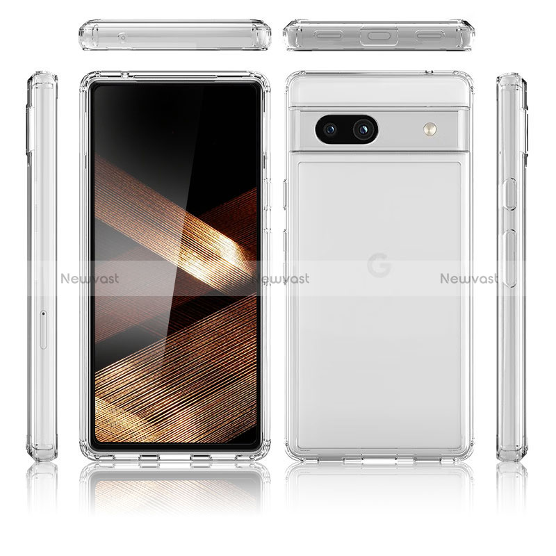 Silicone Transparent Frame Case Cover 360 Degrees Z01J for Google Pixel 7a 5G Clear