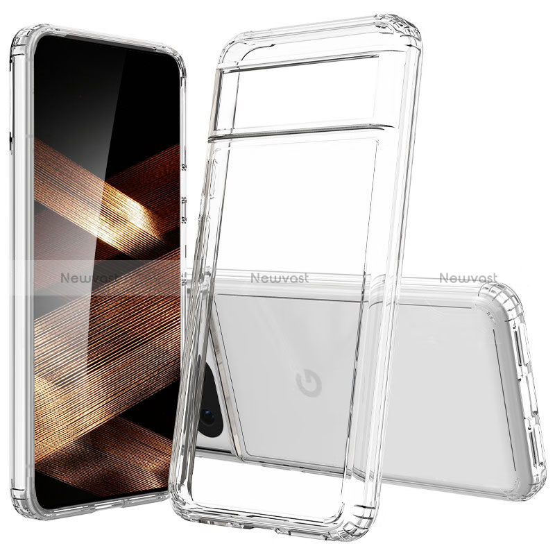 Silicone Transparent Frame Case Cover 360 Degrees Z01J for Google Pixel 8 5G Clear