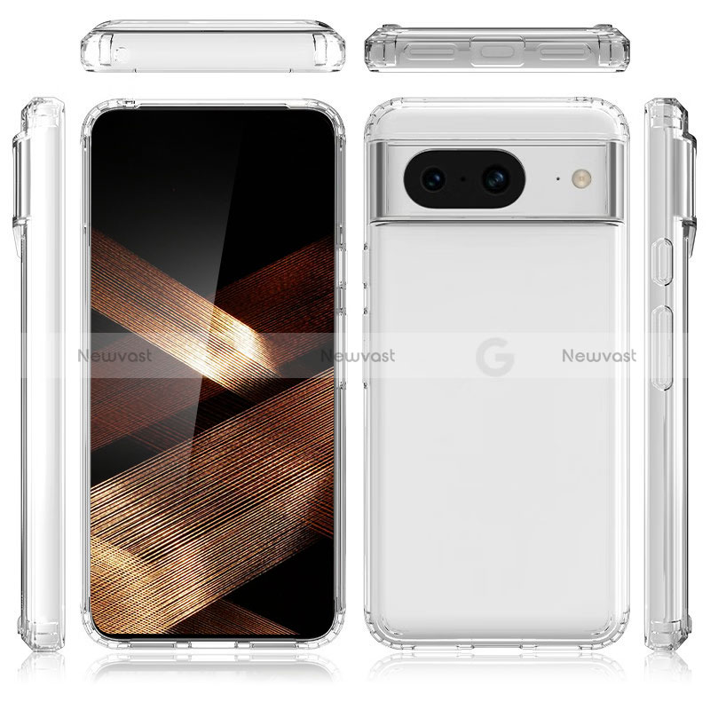 Silicone Transparent Frame Case Cover 360 Degrees Z01J for Google Pixel 8 5G Clear