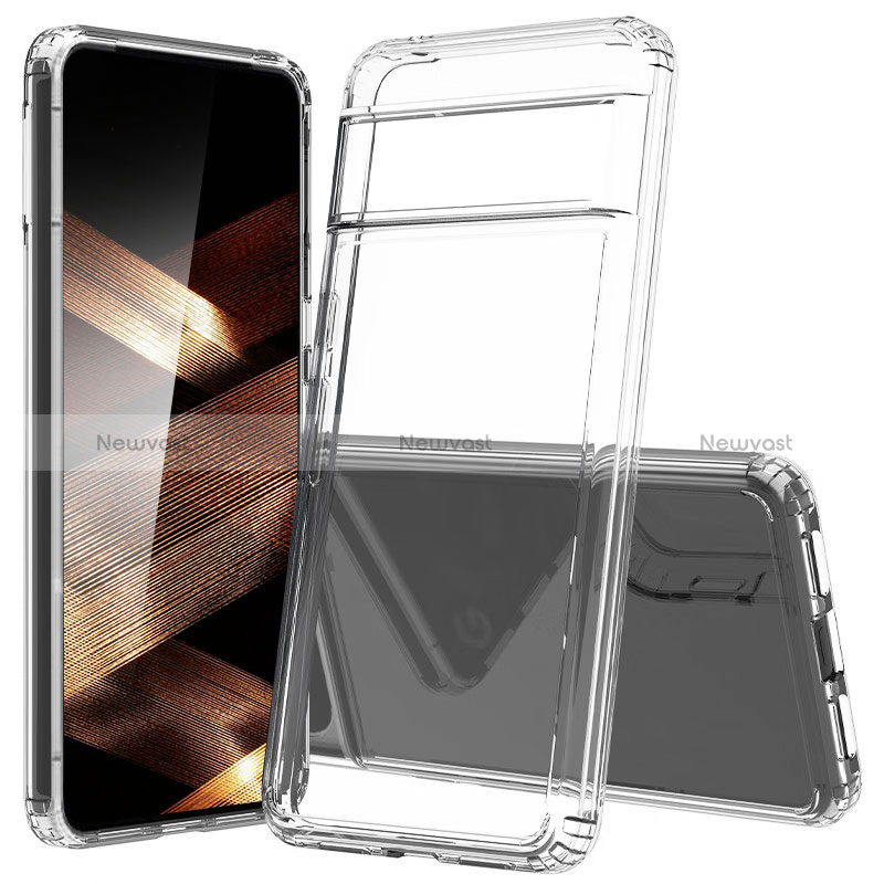 Silicone Transparent Frame Case Cover 360 Degrees Z01J for Google Pixel 8 Pro 5G Clear