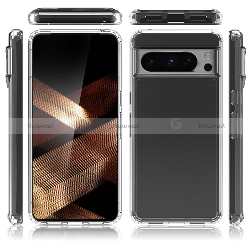 Silicone Transparent Frame Case Cover 360 Degrees Z01J for Google Pixel 8 Pro 5G Clear