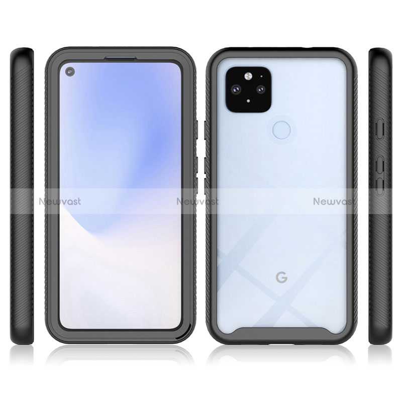 Silicone Transparent Frame Case Cover 360 Degrees ZJ1 for Google Pixel 4a 5G