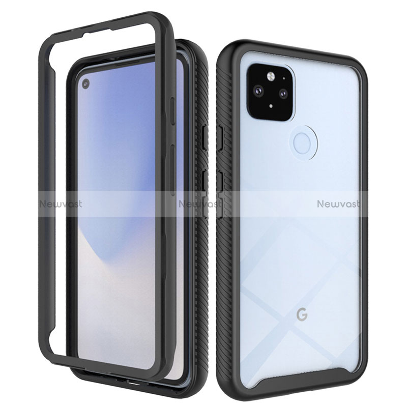 Silicone Transparent Frame Case Cover 360 Degrees ZJ1 for Google Pixel 5 XL 5G