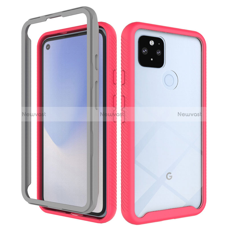 Silicone Transparent Frame Case Cover 360 Degrees ZJ1 for Google Pixel 5 XL 5G