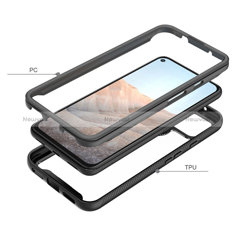 Silicone Transparent Frame Case Cover 360 Degrees ZJ1 for Google Pixel 5a 5G