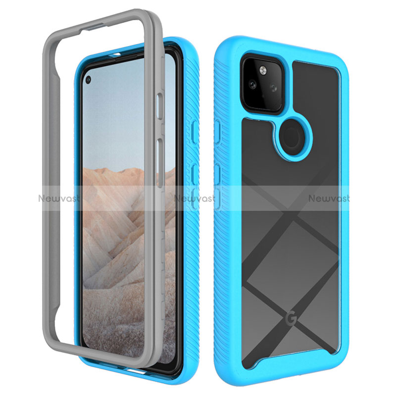 Silicone Transparent Frame Case Cover 360 Degrees ZJ1 for Google Pixel 5a 5G