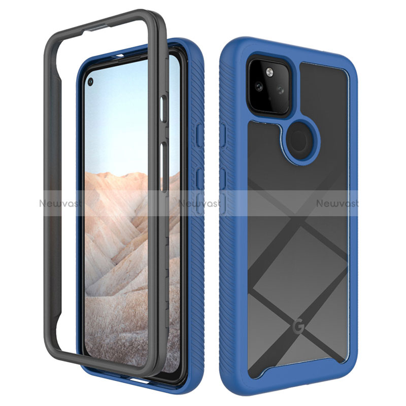 Silicone Transparent Frame Case Cover 360 Degrees ZJ1 for Google Pixel 5a 5G