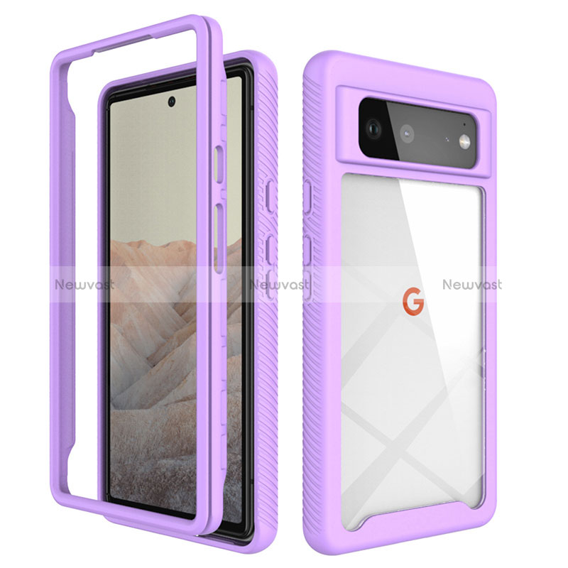 Silicone Transparent Frame Case Cover 360 Degrees ZJ1 for Google Pixel 6 5G