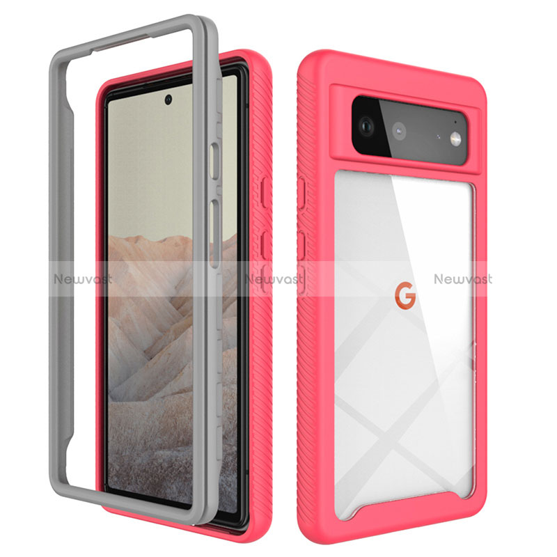 Silicone Transparent Frame Case Cover 360 Degrees ZJ1 for Google Pixel 6 5G