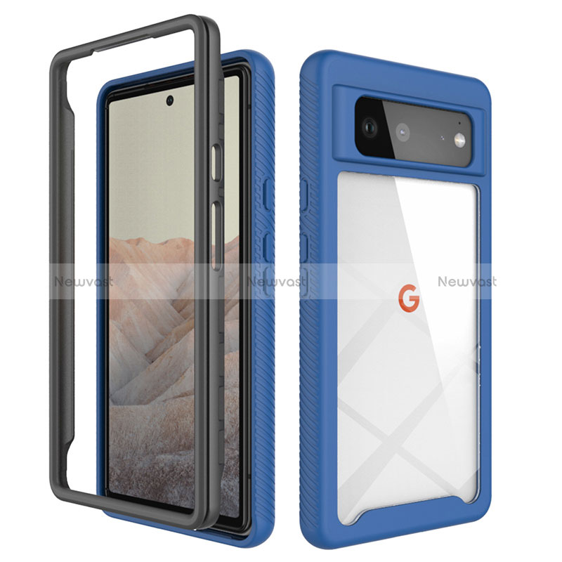 Silicone Transparent Frame Case Cover 360 Degrees ZJ1 for Google Pixel 6 5G