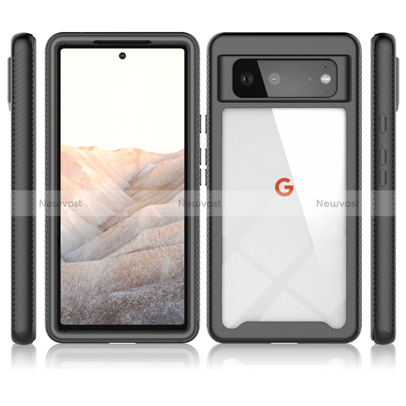 Silicone Transparent Frame Case Cover 360 Degrees ZJ1 for Google Pixel 6 5G