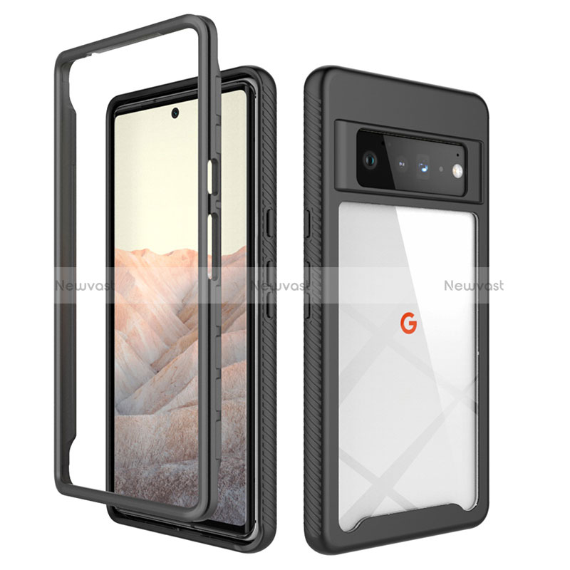 Silicone Transparent Frame Case Cover 360 Degrees ZJ1 for Google Pixel 6 Pro 5G