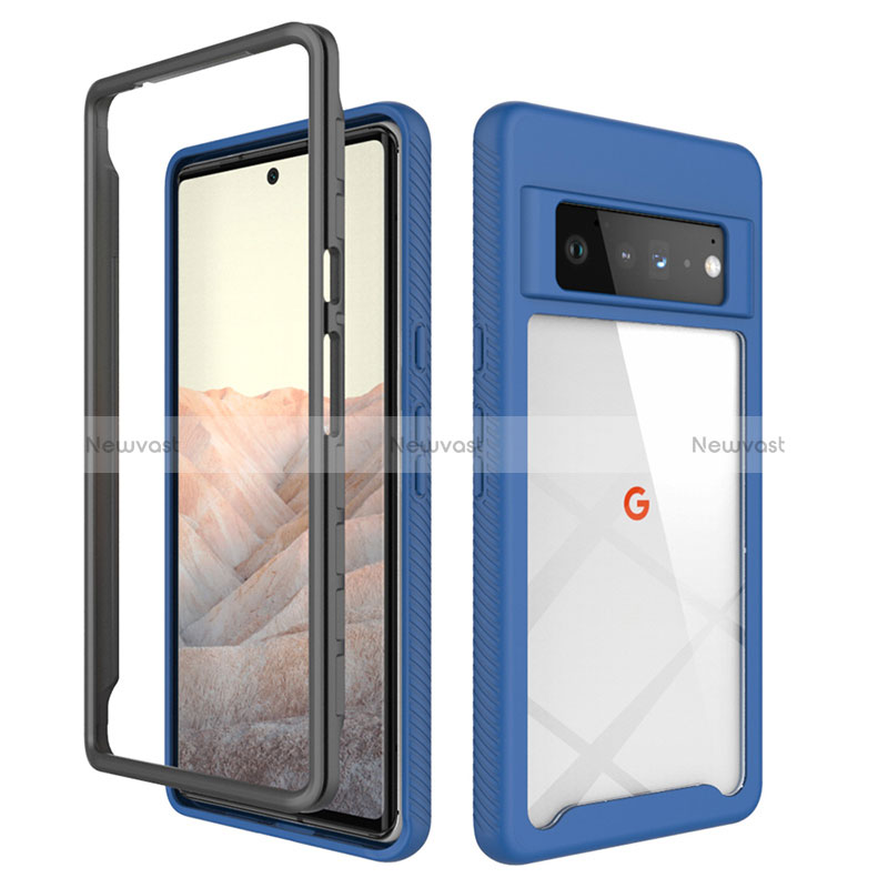 Silicone Transparent Frame Case Cover 360 Degrees ZJ1 for Google Pixel 6 Pro 5G