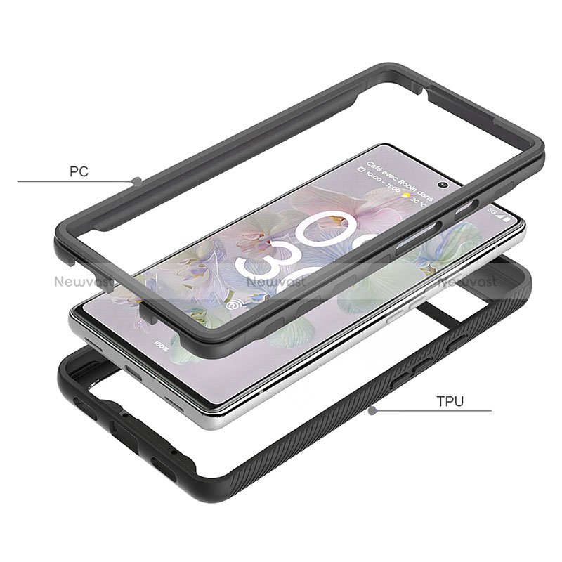 Silicone Transparent Frame Case Cover 360 Degrees ZJ1 for Google Pixel 6a 5G