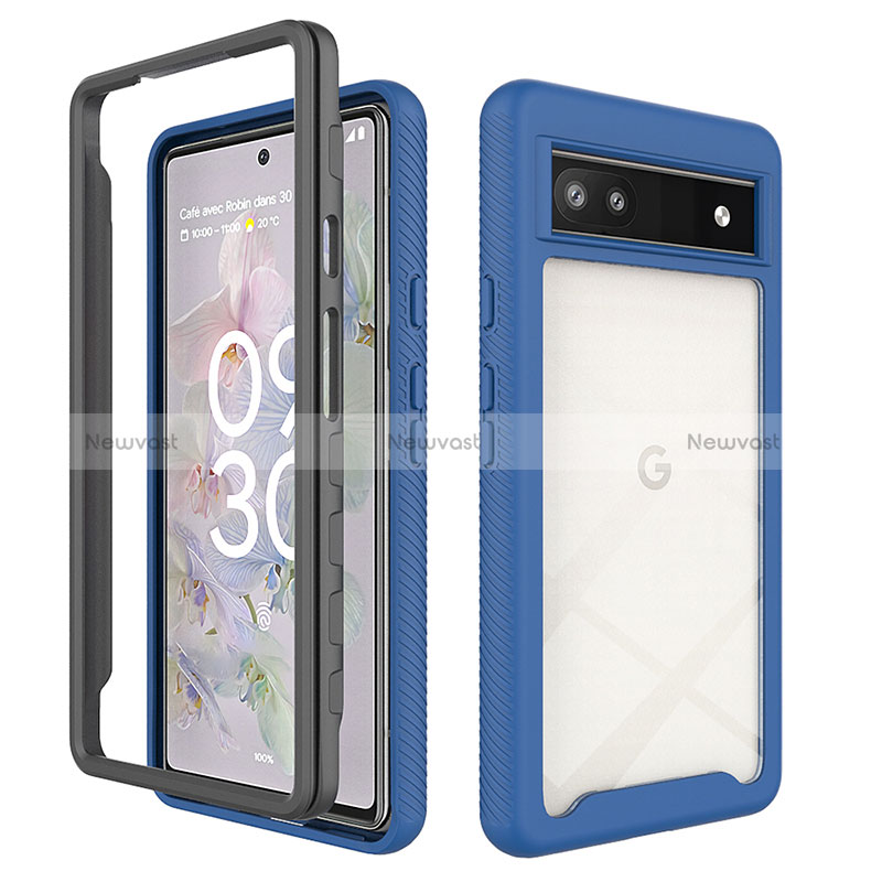 Silicone Transparent Frame Case Cover 360 Degrees ZJ1 for Google Pixel 6a 5G