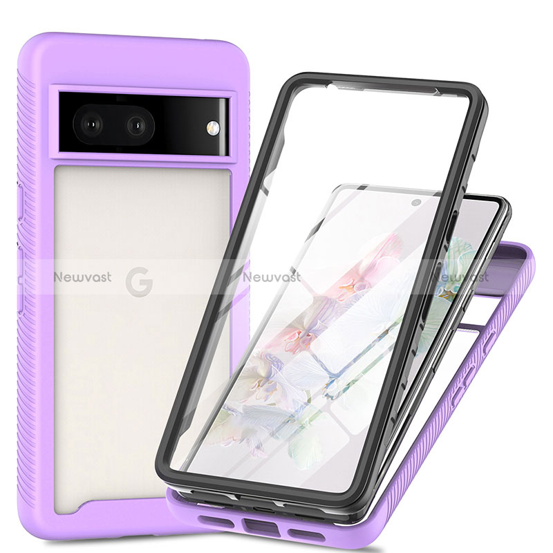 Silicone Transparent Frame Case Cover 360 Degrees ZJ1 for Google Pixel 7 5G