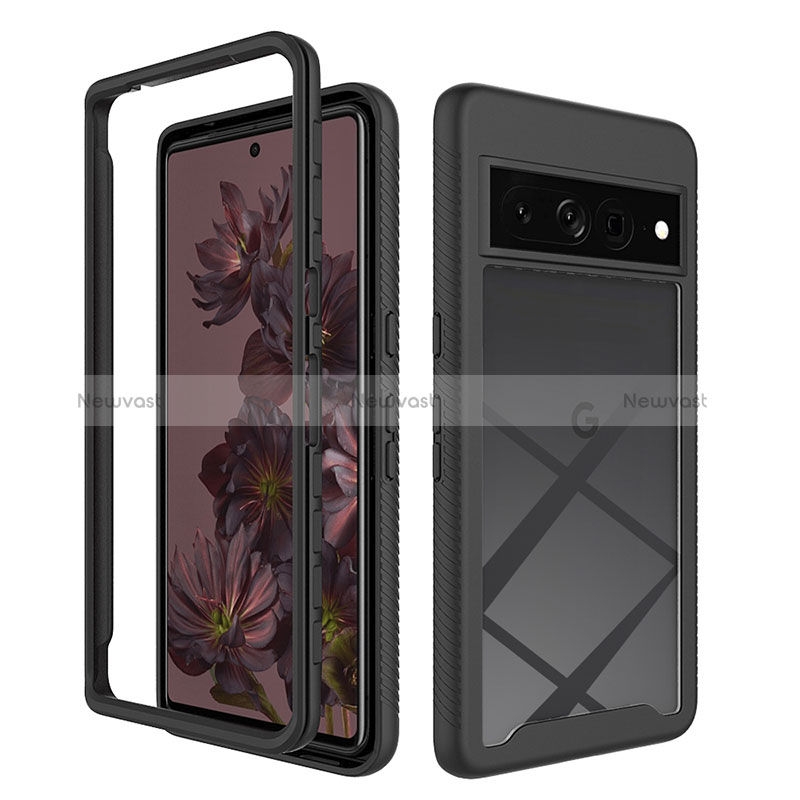 Silicone Transparent Frame Case Cover 360 Degrees ZJ1 for Google Pixel 7 Pro 5G Black