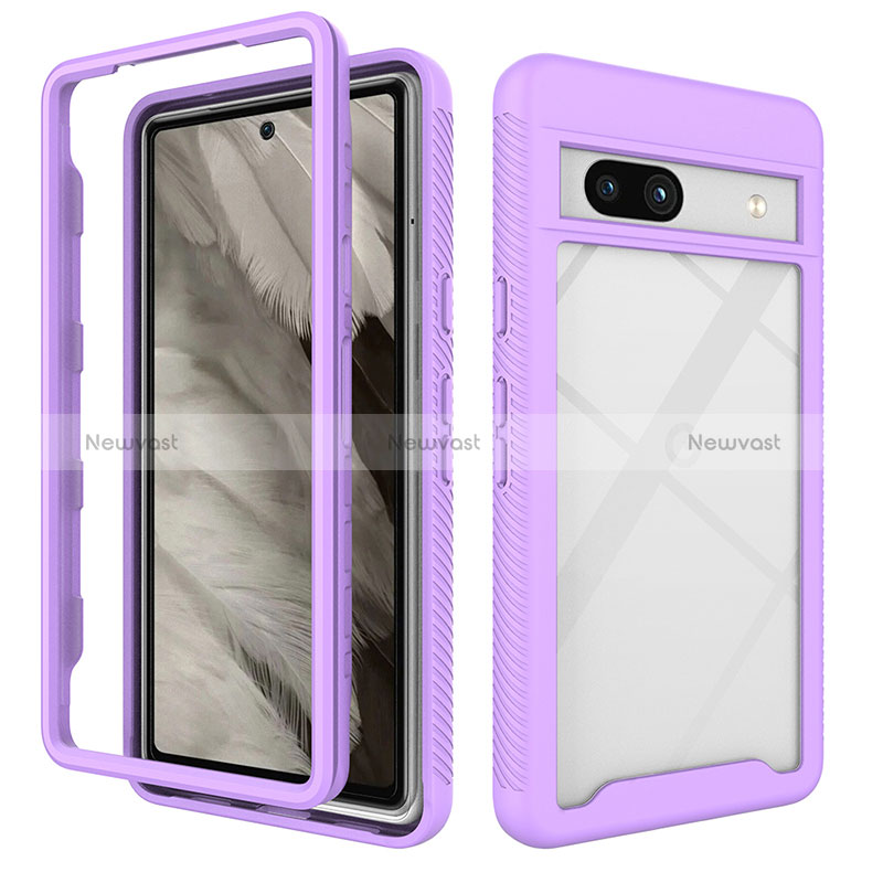 Silicone Transparent Frame Case Cover 360 Degrees ZJ1 for Google Pixel 7a 5G
