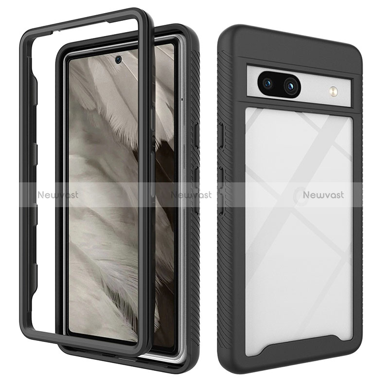 Silicone Transparent Frame Case Cover 360 Degrees ZJ1 for Google Pixel 7a 5G