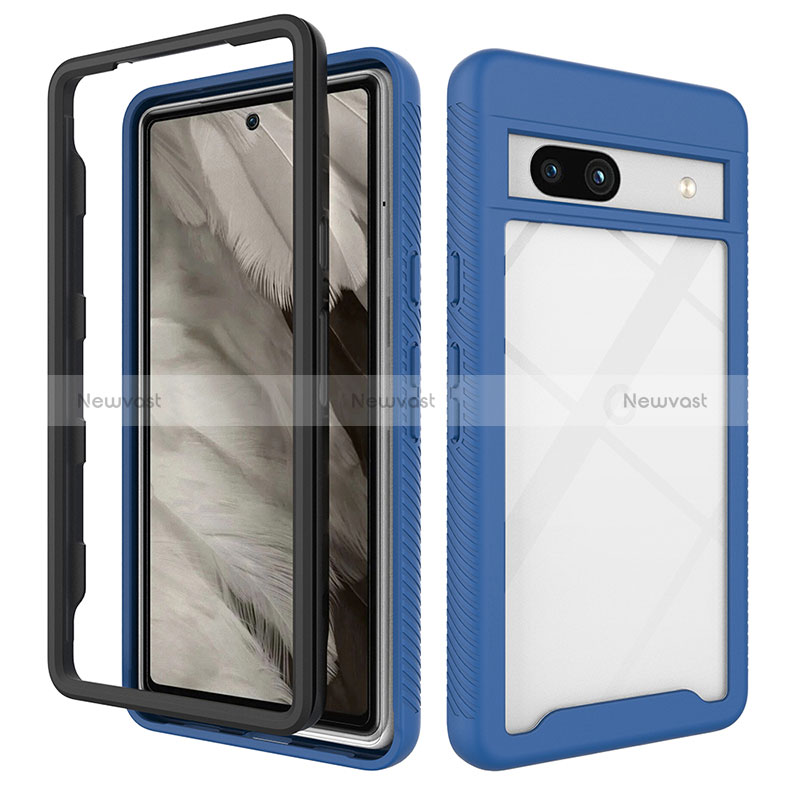 Silicone Transparent Frame Case Cover 360 Degrees ZJ1 for Google Pixel 7a 5G