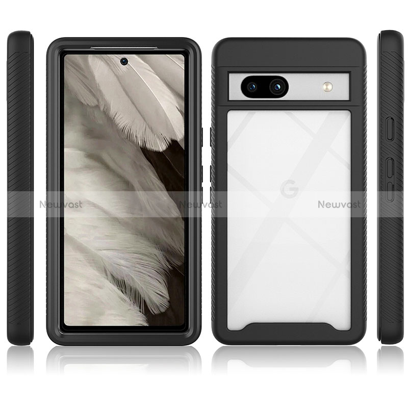 Silicone Transparent Frame Case Cover 360 Degrees ZJ1 for Google Pixel 7a 5G