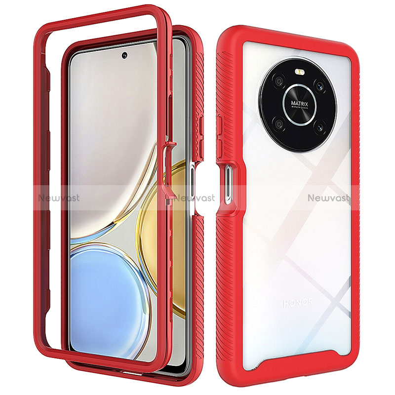 Silicone Transparent Frame Case Cover 360 Degrees ZJ1 for Huawei Honor Magic4 Lite 4G Red