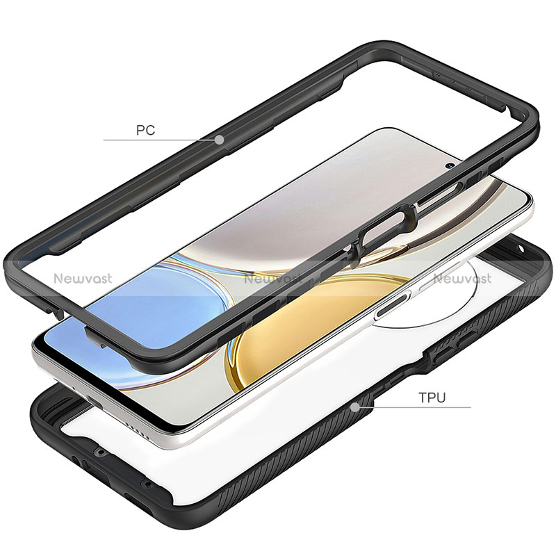 Silicone Transparent Frame Case Cover 360 Degrees ZJ1 for Huawei Honor X9 4G